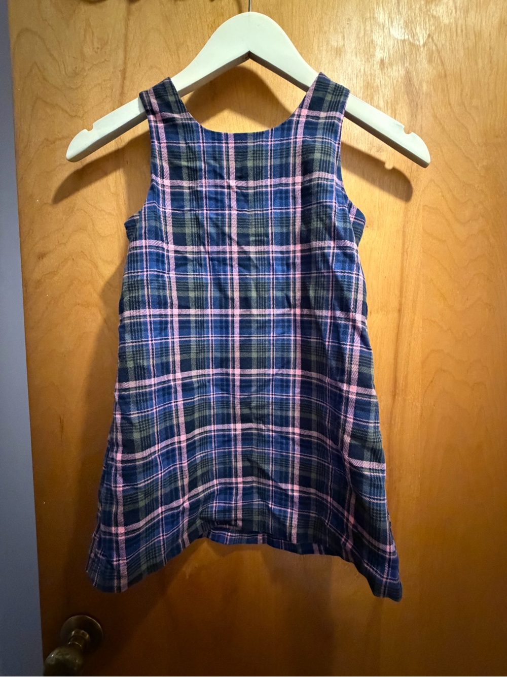 Girls Old Navy Navy and Pink Plaid Tank Dress